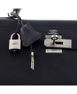 Pre-Owned Hermes Kelly 32 Handbag Black Togo with Brushed Palladium Hardware