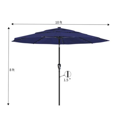10 FT Patio Umbrella with Solar Lights 3-Tier Outdoor Table Umbrella Market Umbrella Pool Umbrella Outdoor Umbrellas for Patio, Red