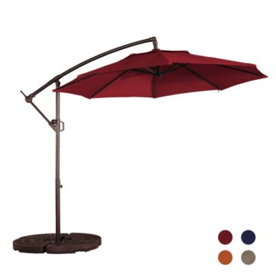 10 FT Cantilever Patio Umbrella Offset Patio Umbrella Crank Large Outdoor Umbrella Pool Umbrella for Backyard Garden Deck Pool Without Base