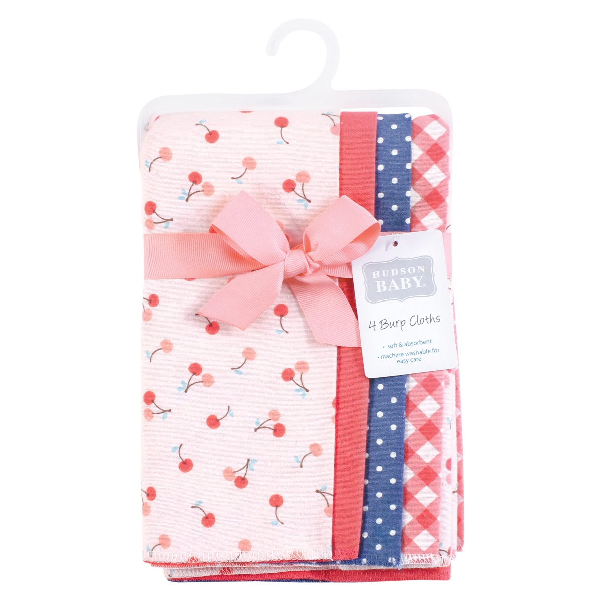 Hudson Baby Girls Gentle Cotton-Blend Flannel Burp Cloths Value Set