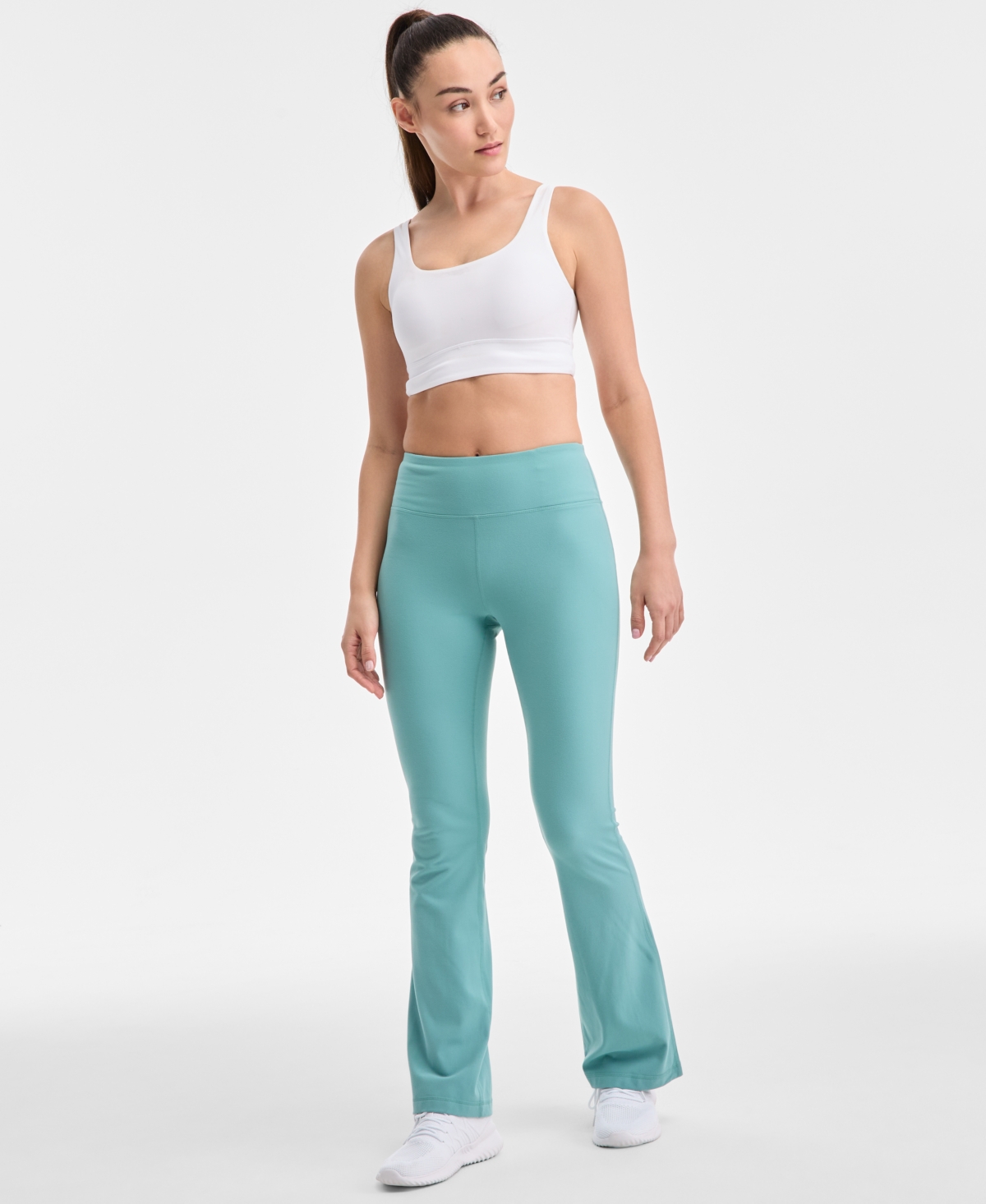 Women's High Rise Flare Leggings, Created for Macy's - Green Fog