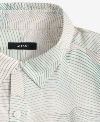 Men's Frank Wave Motion Short Sleeve Printed Button-Front Shirt, Exclusively at Macy's