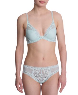 Women's Feathers Lace Contour Underwire Plunge Bra 730023