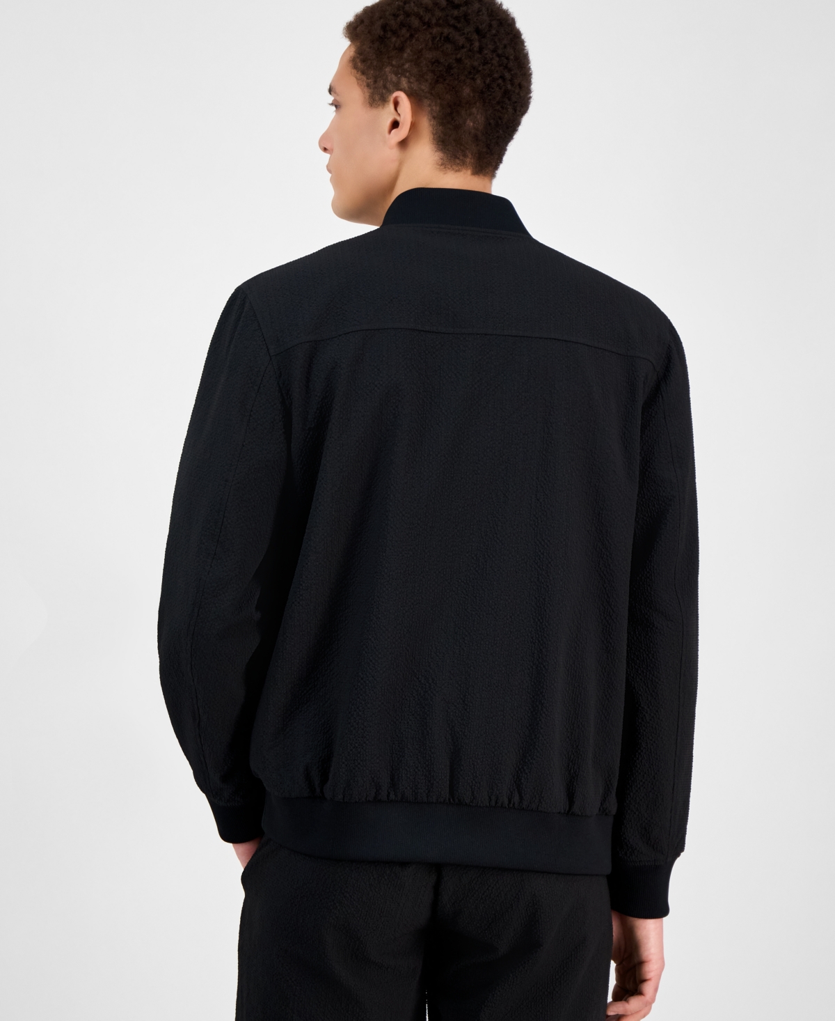 ALFANI MEN'S MODERN PUCKERED ZIP-FRONT BOMBER JACKET, EXCLUSIVELY AT MACY'S 