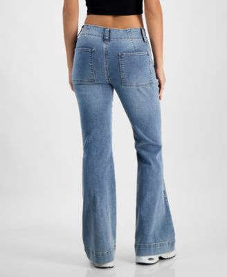 Juniors' High-Rise Front Seam Flare-Leg Jeans 