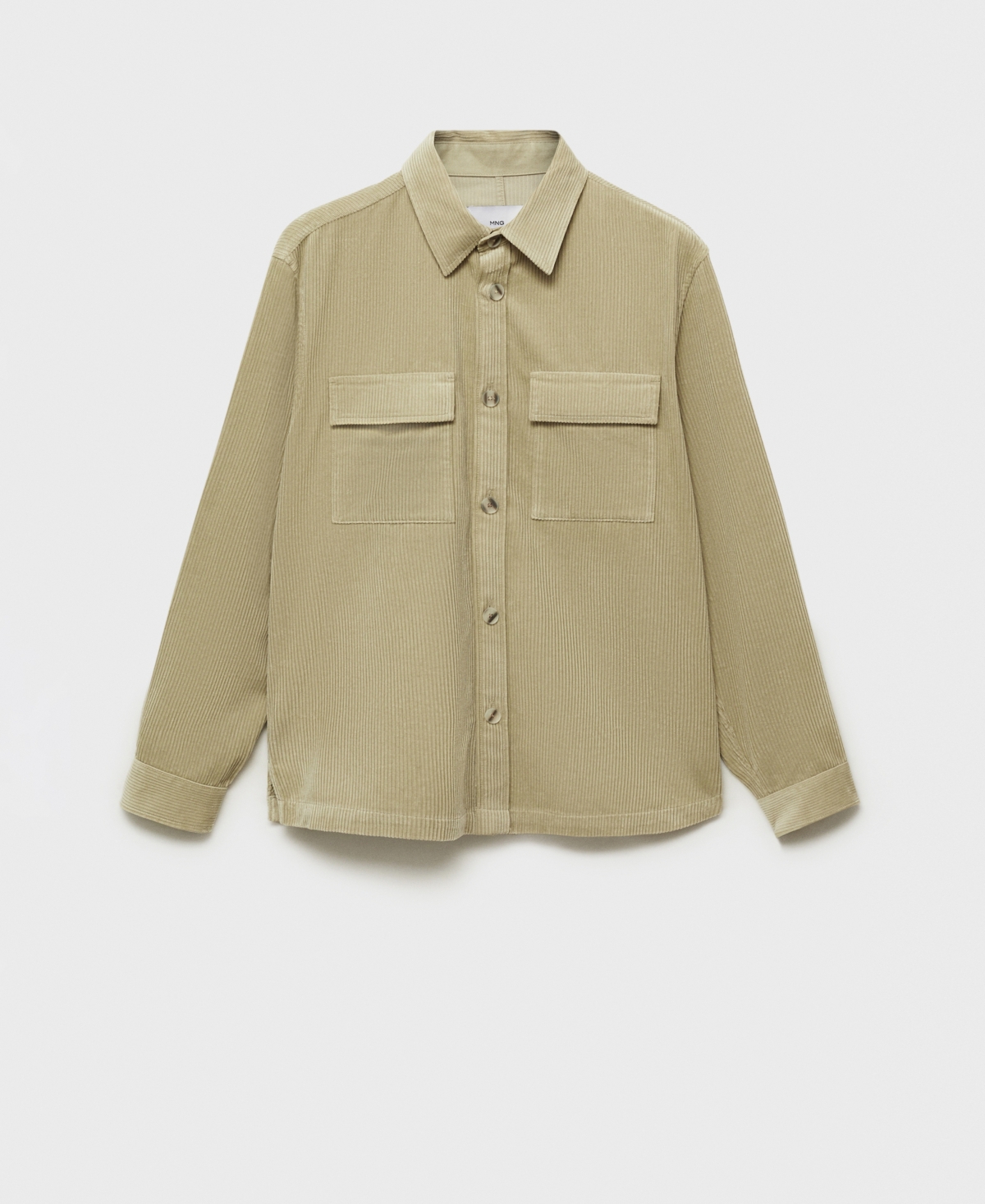 Mango Regular Fit Corduroy Overshirt In Pastel Green