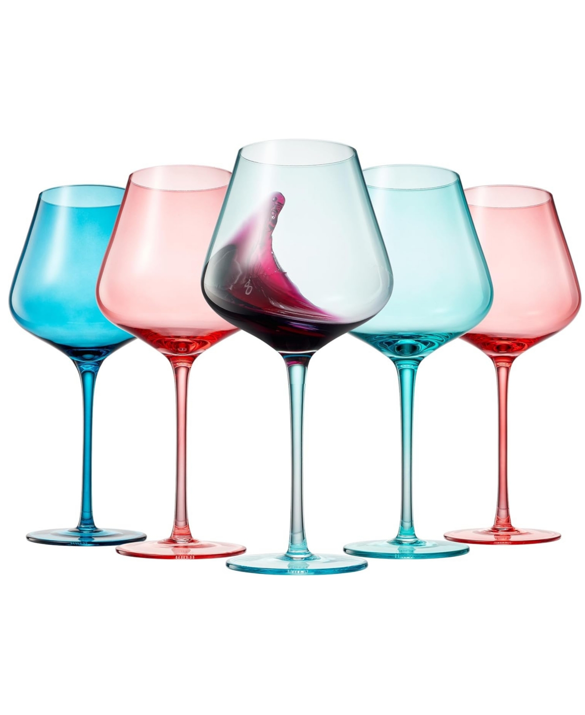 The Wine Savant Colors Of St Barths Island Wine Glasses, Set Of 5 In Blue,pink