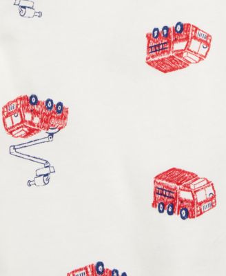 Baby Boys 2-Pc. Cotton Fire Truck T-Shirt & Chambray Shortall Set