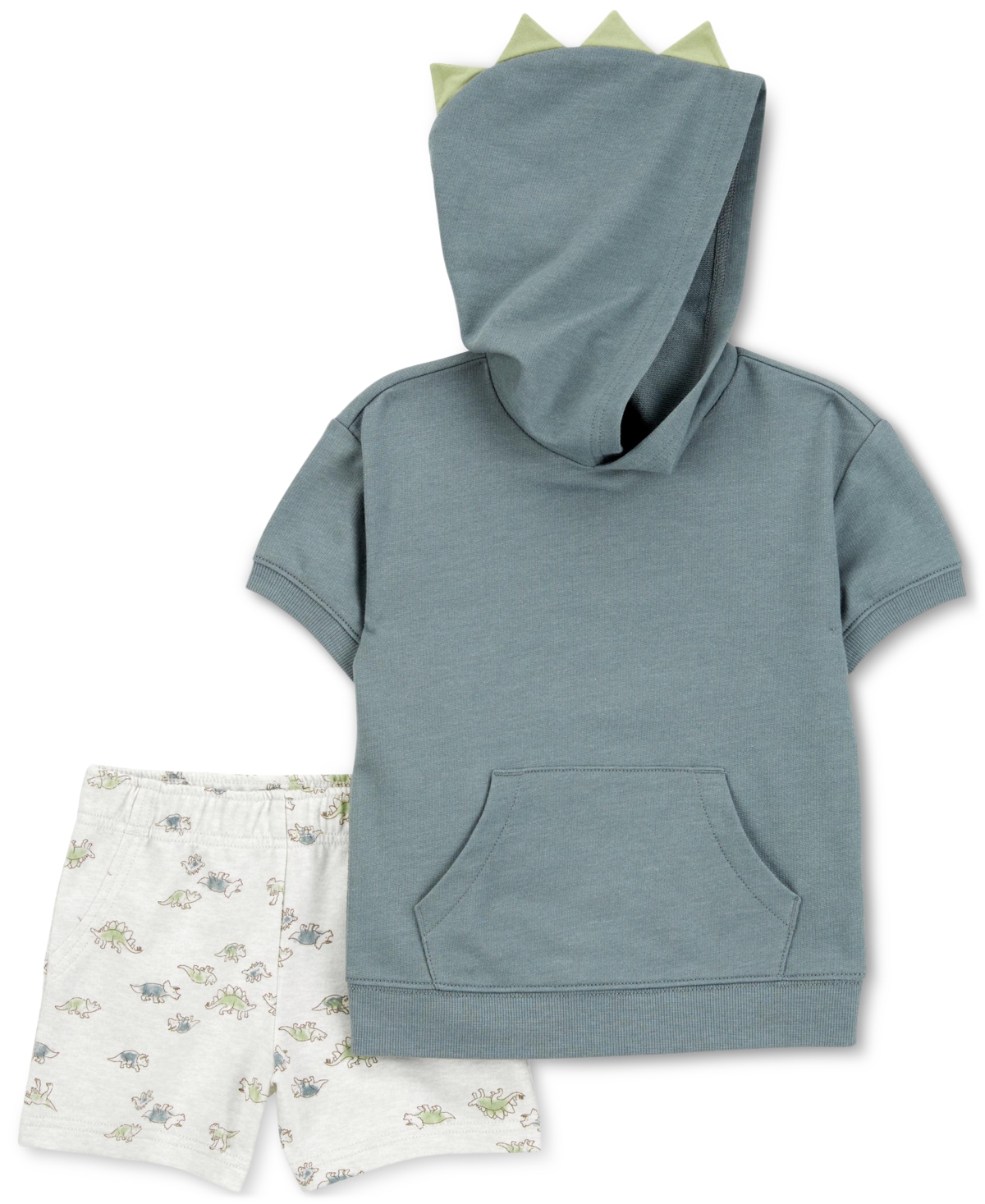 Carter's Toddler Boys Dinosaur Hooded Top & Shorts, 2-piece Set In Green