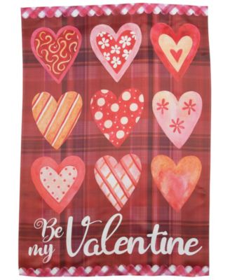 Be My Valentine Plaid and Heart Garden Flag, 12.5" x 18"