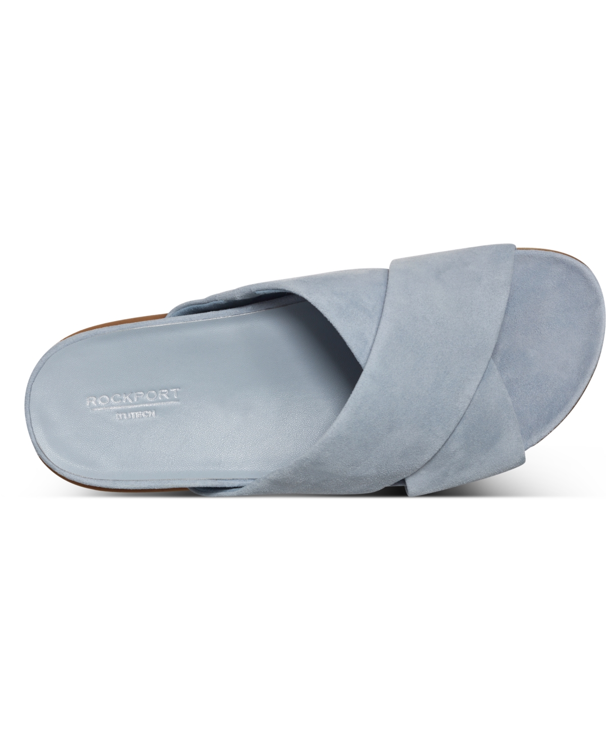 Shop Rockport Women's Leia Open Toe Casual Flat Sandals In Blue Suede