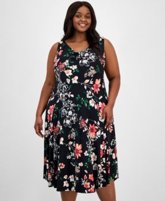 Plus Size Printed Cowl-Neck Midi Dress