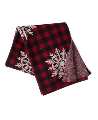 Plaid Red Checkered Snowflake Christmas Holiday Throw, 50" x 60"