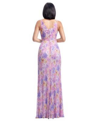 Dress the Population Women's Jordan Printed V-Neck Sleeveless Gown - Macy's