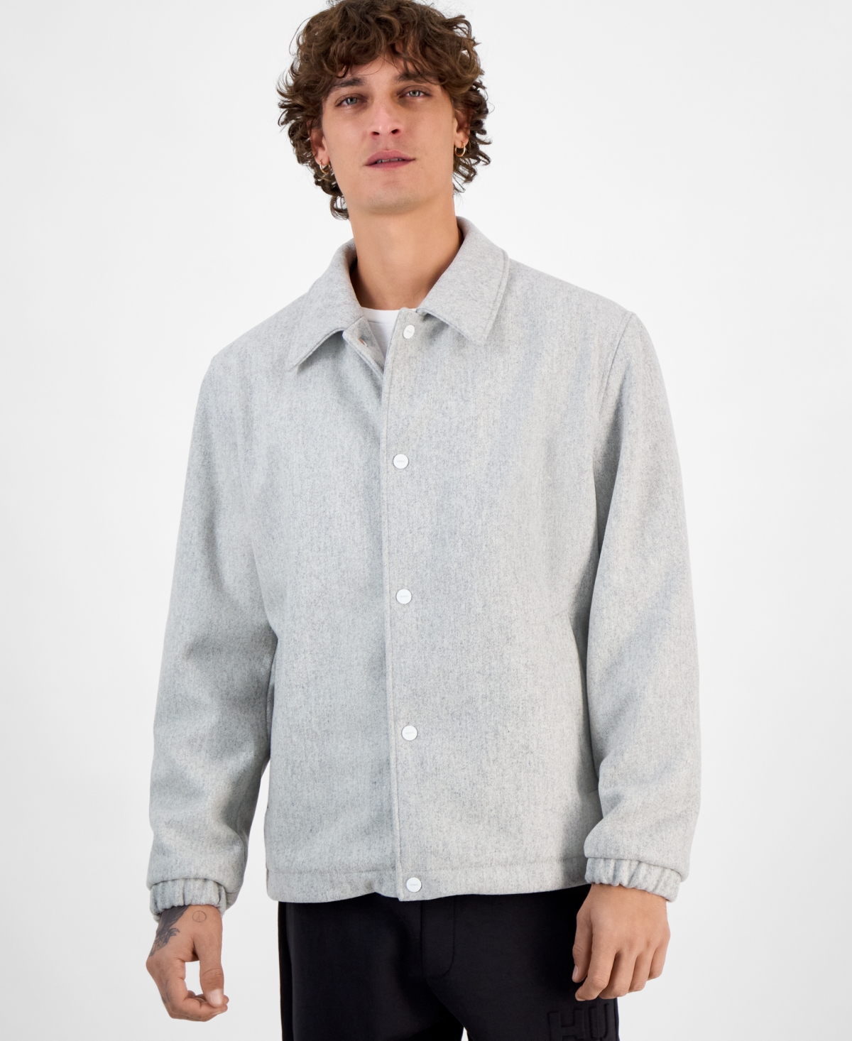 Hugo by Hugo Boss Men's Baks Snap-Front Coach Jacket - Natural