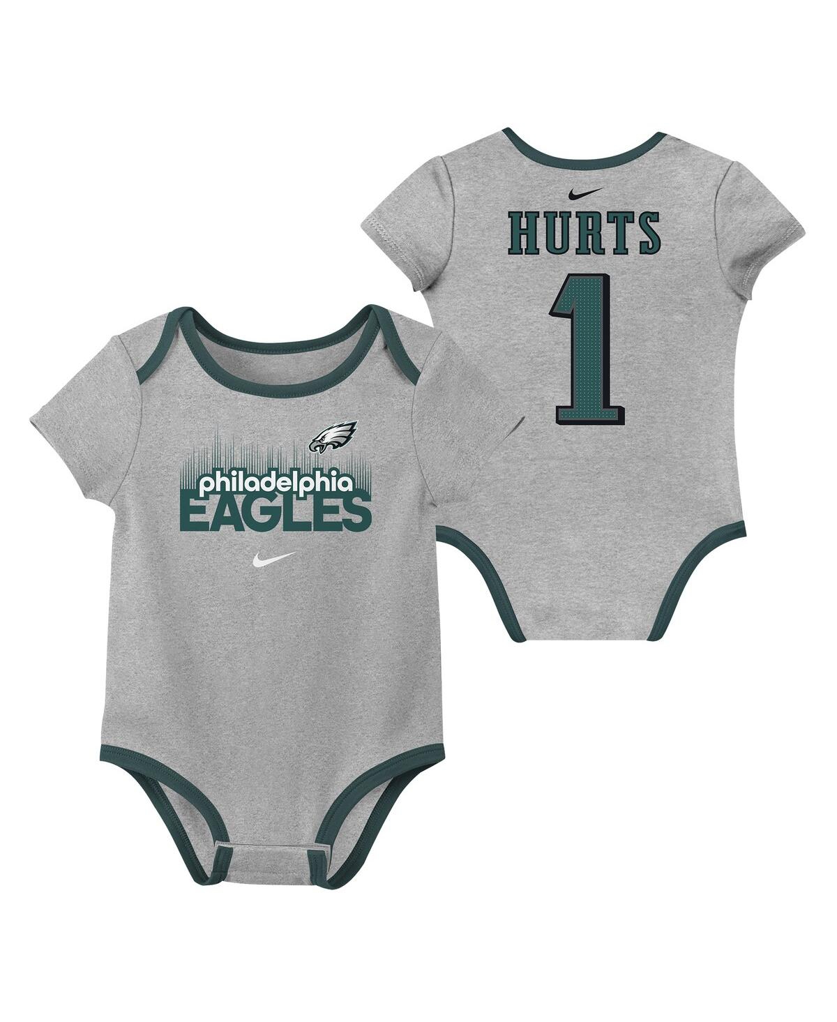 Shop Nike Baby Boys And Girls Jalen Hurts Philadelphia Eagles Name Number 3-pack Bodysuit Set In Green