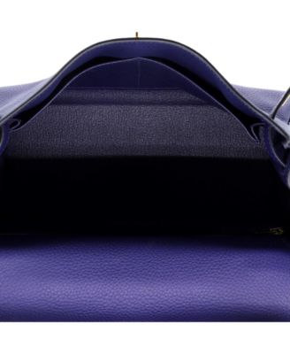 Pre-Owned Hermes Kelly 28 Handbag Blue Togo with Gold Hardware