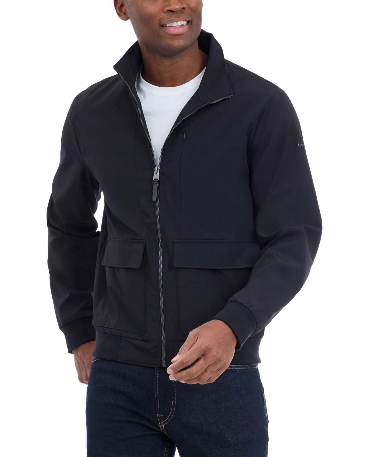 Michael Kors Men's Solid-color Stand-collar Hipster Jacket In Blue