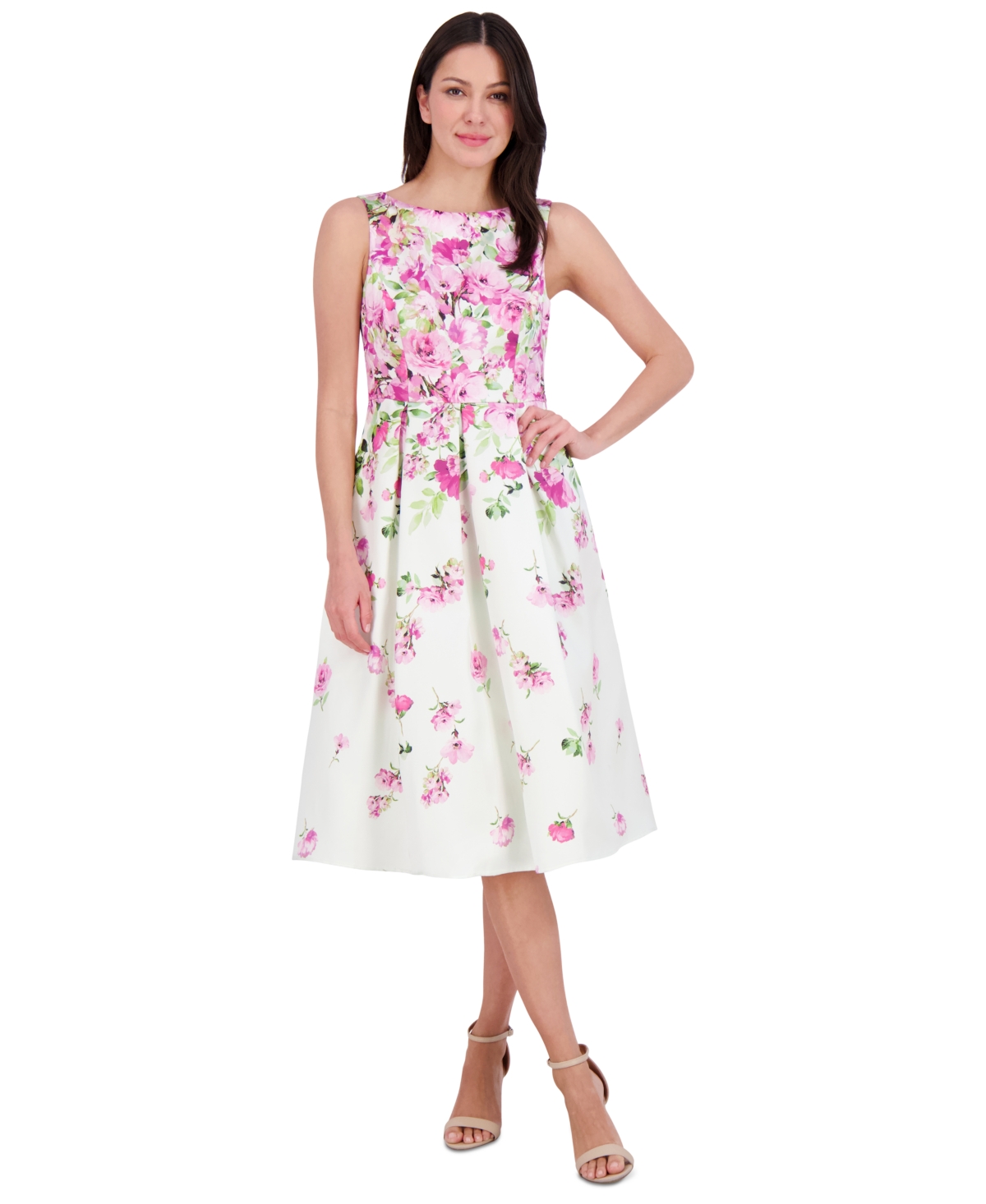 ELIZA J WOMEN'S PRINTED SLEEVELESS FIT & FLARE DRESS 