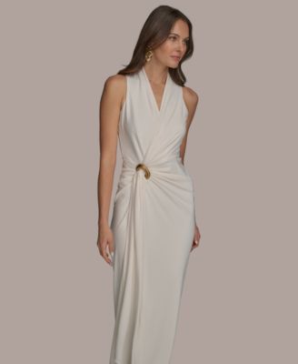 Women's Draped Faux-Wrap Gown