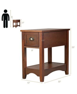 Set of 2 Contemporary Side Tables with Drawer, Nightstands for Living Room or Bedroom