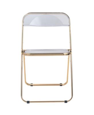 Lawrence Acrylic Folding Chair With Gold Metal Frame