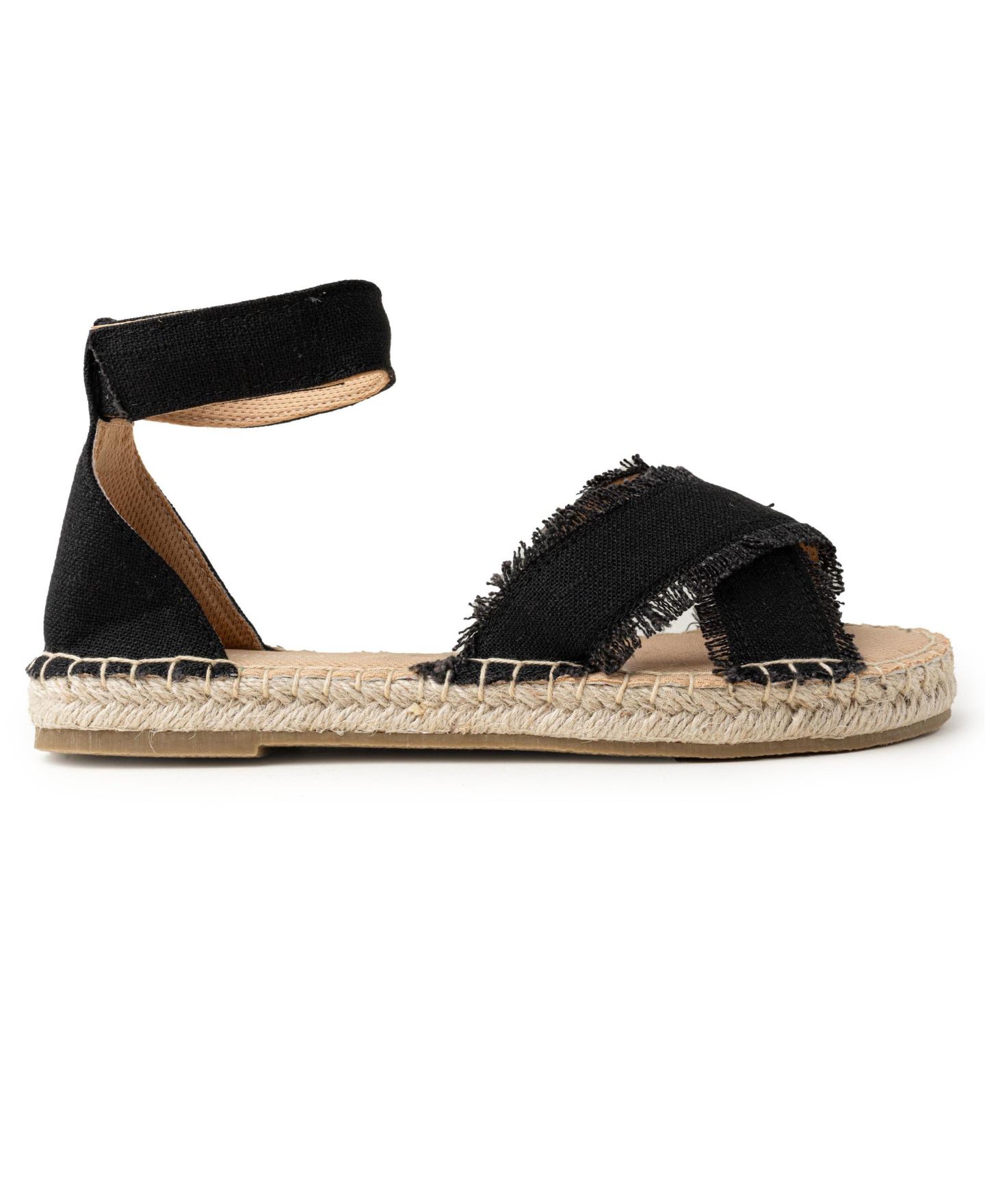 Женские сандалии Minnetonka Pemma Ankle Strap Espadrille, цвет: Чёрный льняной — фото 7
