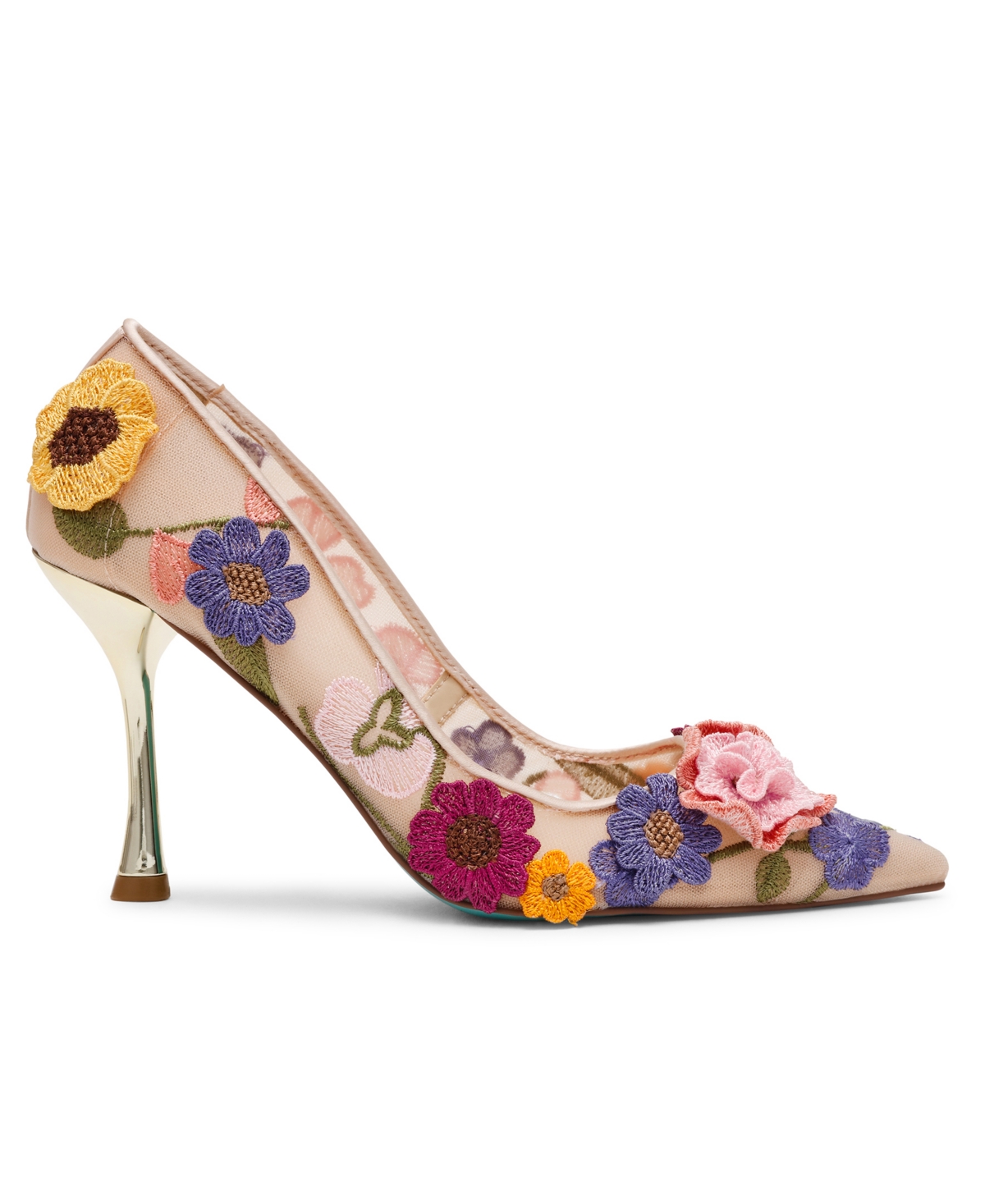 Shop Betsey Johnson Women's Aimey Floral Applique Mesh Pumps In Nude Floral