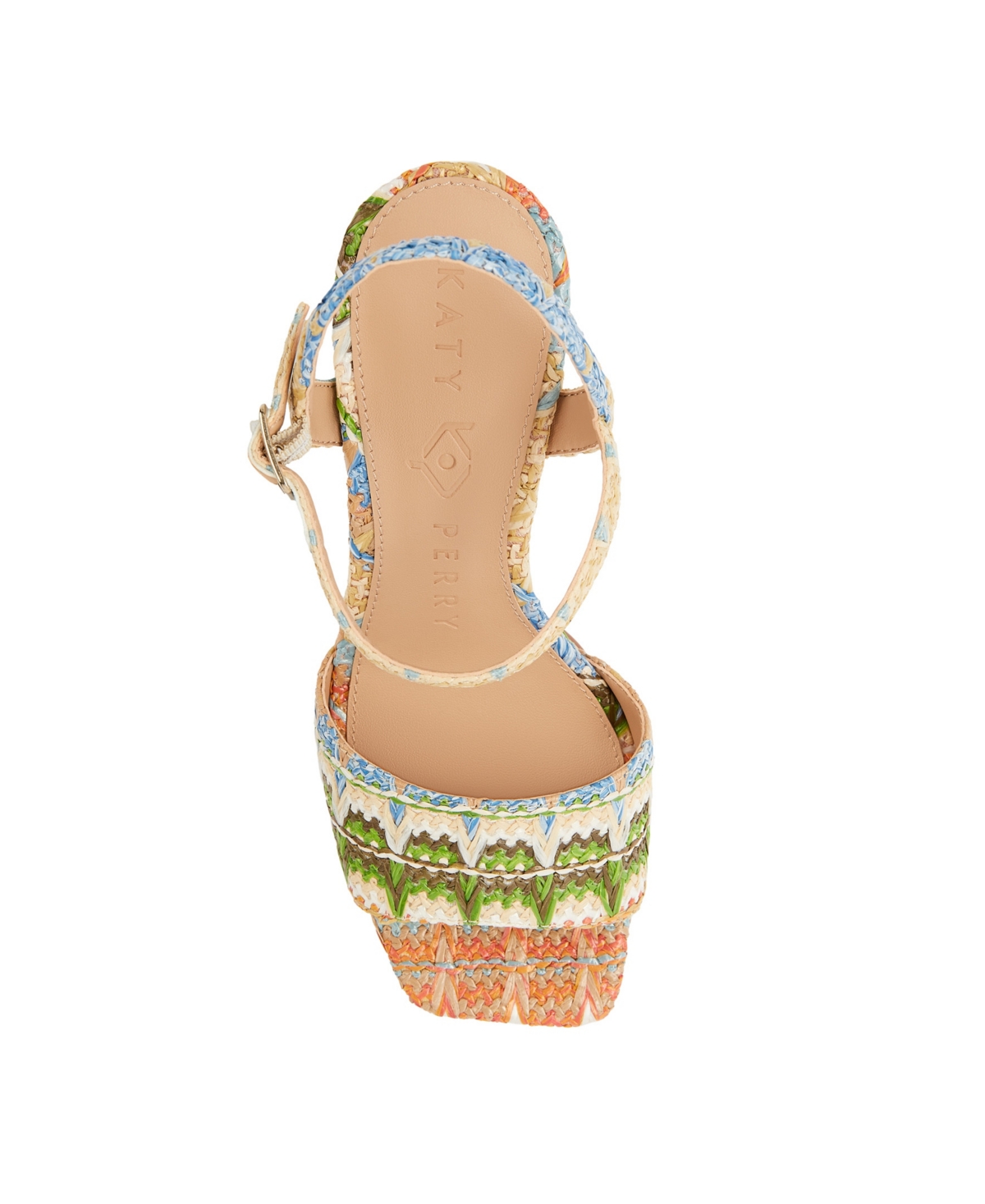 Shop Katy Perry Women's Rainbow Raffia Square Toe Sandals In Natural Multi