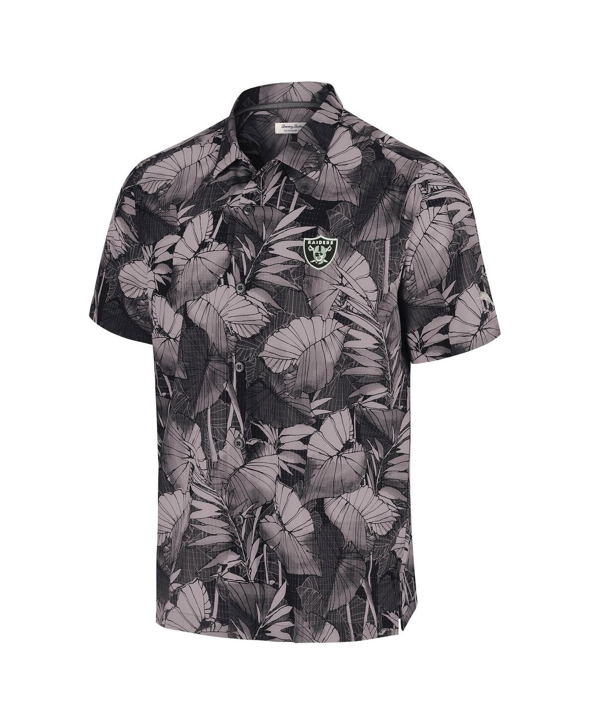 Tommy Bahama Black Ohio State Buckeyes Coast Nuevo Fronds Button-up Shirt In Black