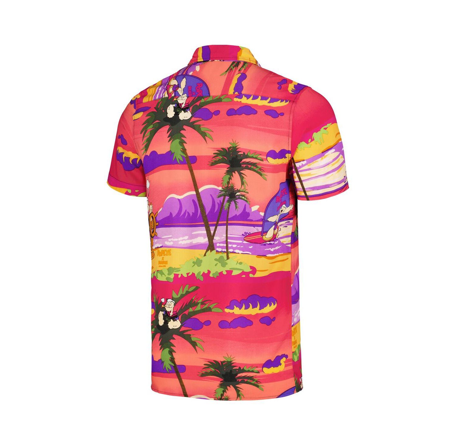 Men's and Women's Pink Popeye Sunset Button-Up Shirt