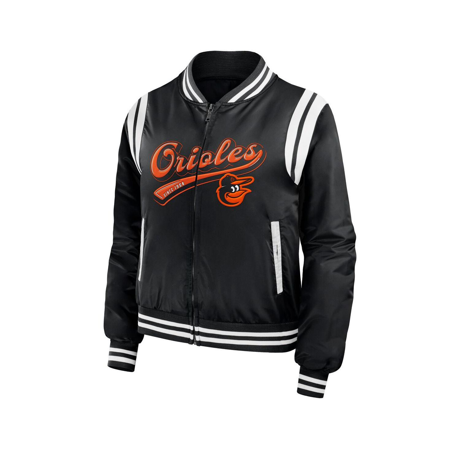 Women's Black Baltimore Orioles Football Bomber Jacket