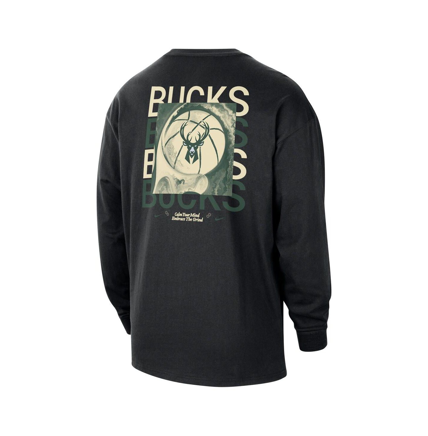 Мужская футболка Nike Black Milwaukee Bucks Courtside Oversized Long Sleeve — фото 3