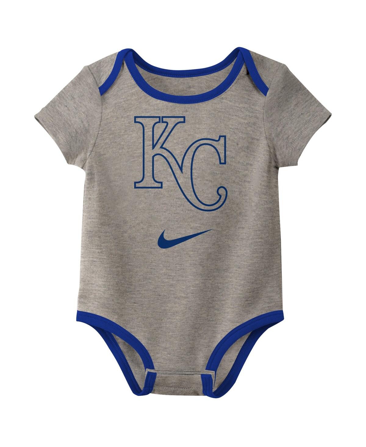 Shop Nike Newborn Infant Kansas City Royals Three-pack Bodysuit Set In Blue