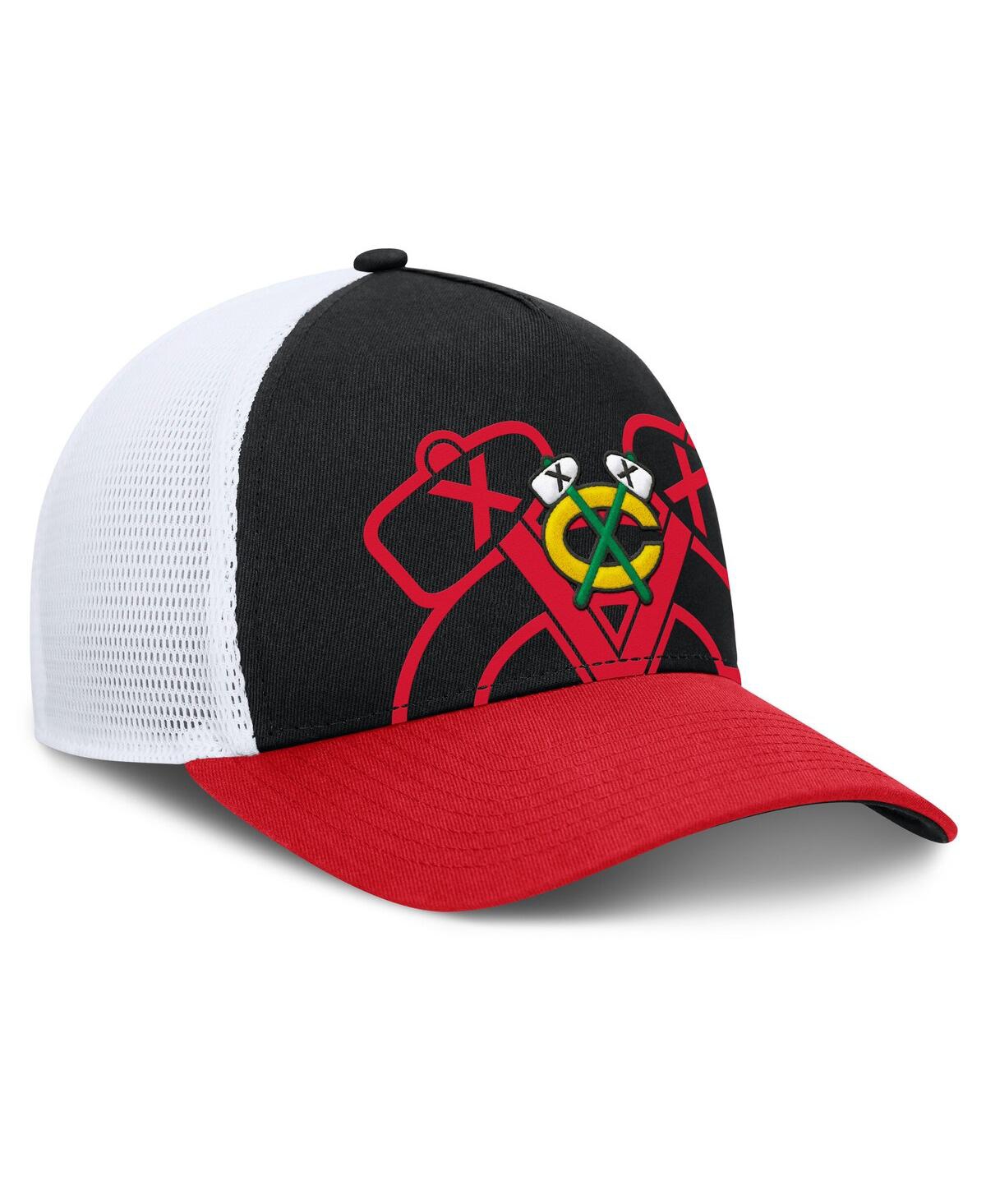 Fanatics Men's Black/red Chicago Blackhawks Authentic Pro A-frame Rink Adjustable Hat In Black,red