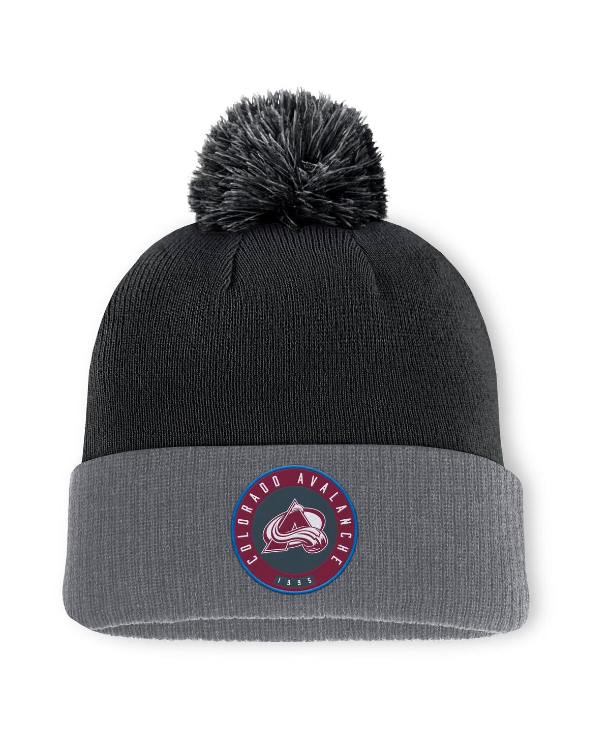 Fanatics Men's Black Colorado Avalanche Cuffed Knit Hat With Pom In Black