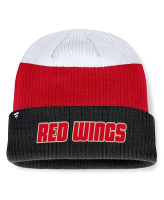 Men's Black/Red Detroit Red Wings Heritage Showboat Color-Block Cuffed Knit Hat