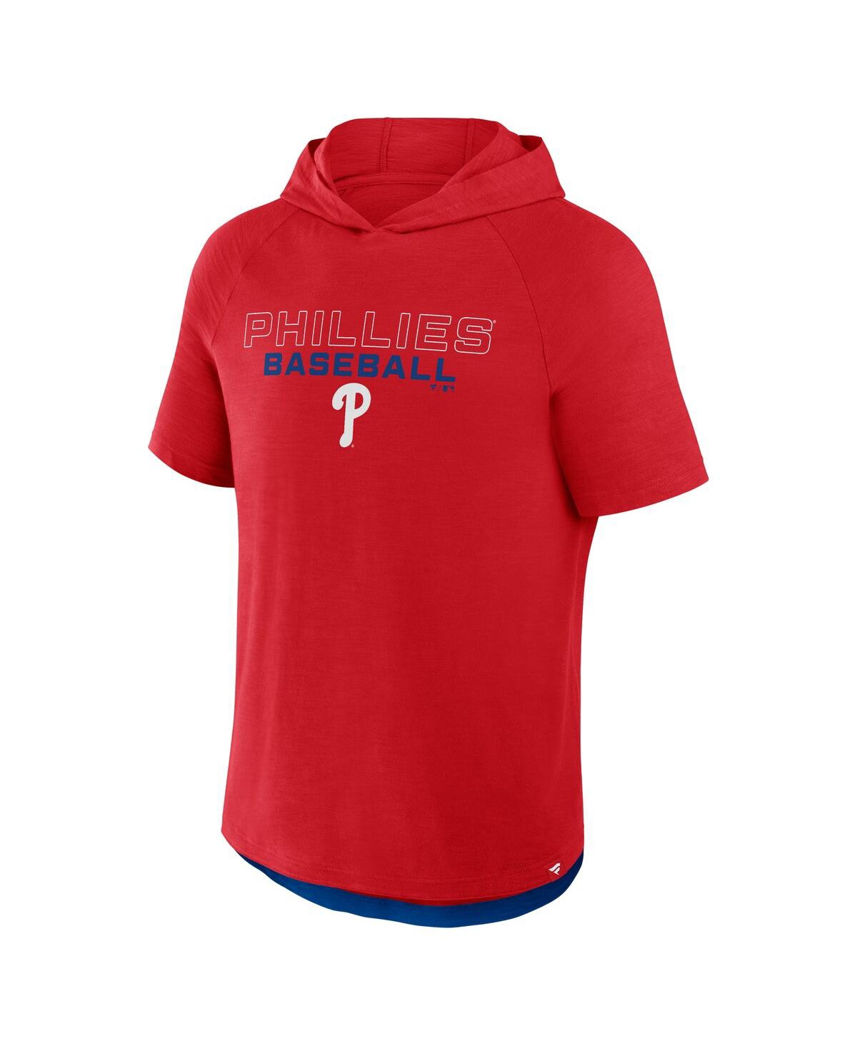 Fanatics Men's Red Philadelphia Phillies Clubhouse Optimal Play Raglan Short Sleeve Pullover Hoodie In Red