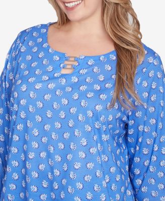 Plus Size Making Waves Printed Square Ring Front Top