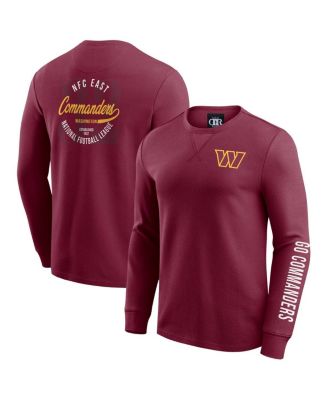 Fanatics - Men's Burgundy Washington Commanders Washed Waffle-Knit Long Sleeve T-Shirt
