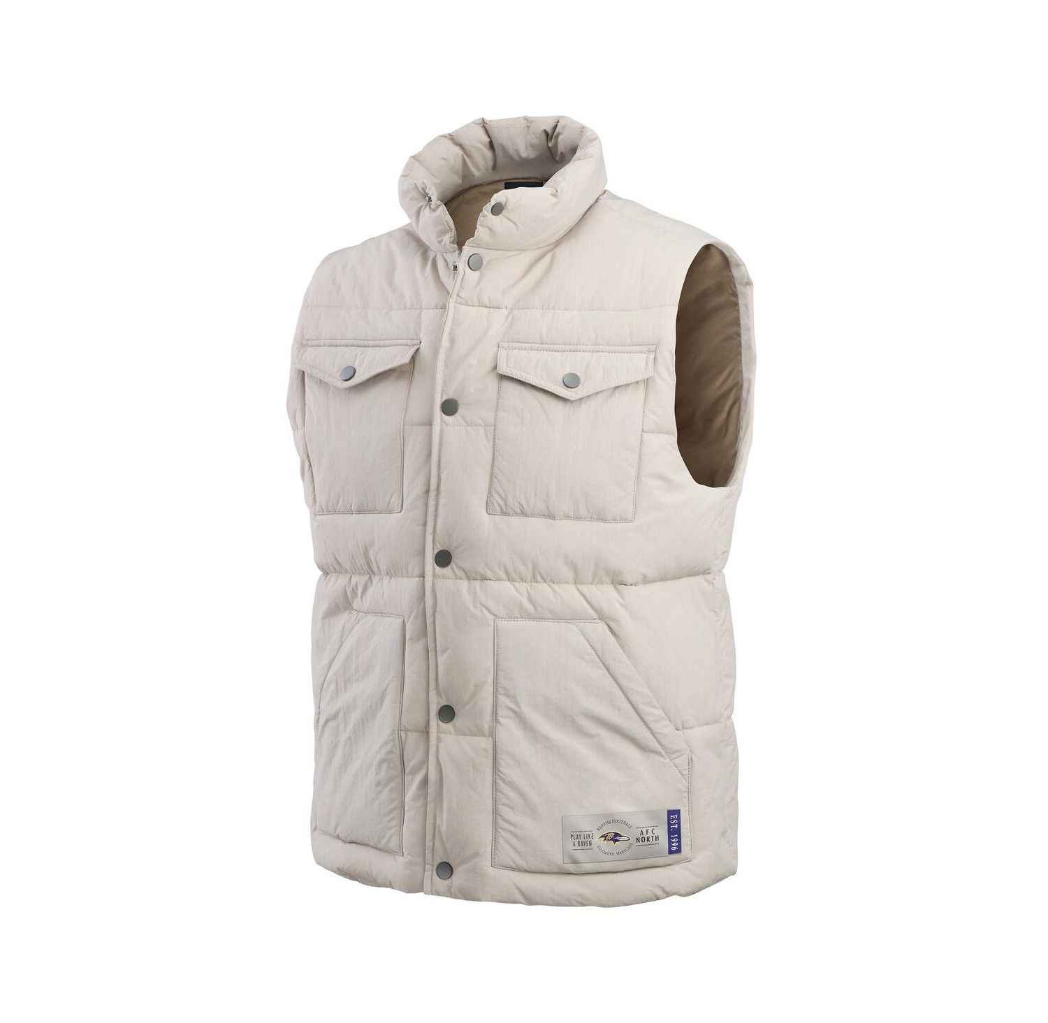 Men's Cream Baltimore Ravens Puffer Full-Snap Vest