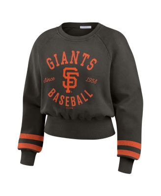 Women's Black San Francisco Giants Vintage Washed Cropped Pullover Sweatshirt