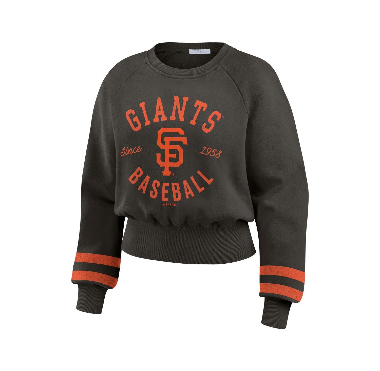 Women's Black San Francisco Giants Vintage Washed Cropped Pullover Sweatshirt