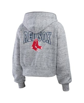 Women's Heather Gray Boston Red Sox Speckled Fleece Cropped Full-Zip Hoodie