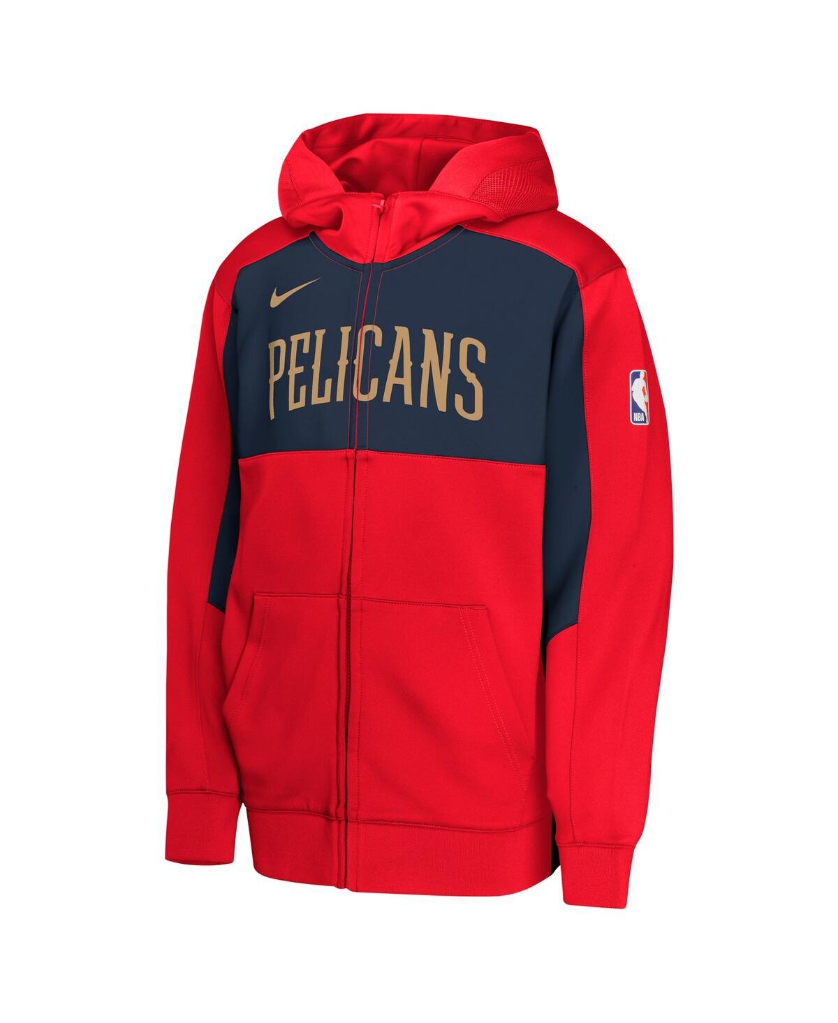 Nike Youth Red/navy New Orleans Pelicans Authentic On-court Showtime Performance Full-zip Hoodie In Red,navy