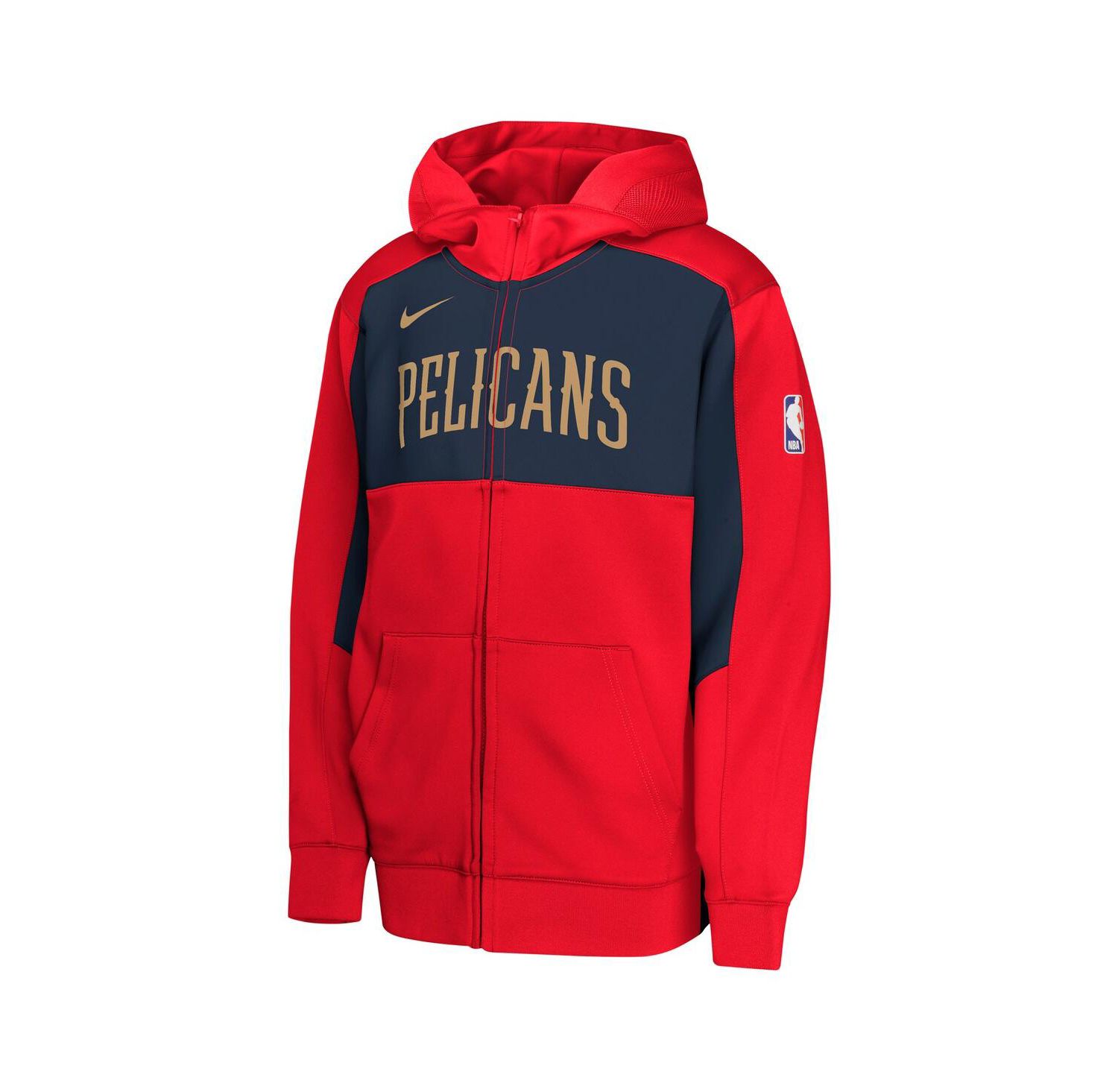 Youth Red/Navy New Orleans Pelicans Authentic On-Court Showtime Performance Full-Zip Hoodie