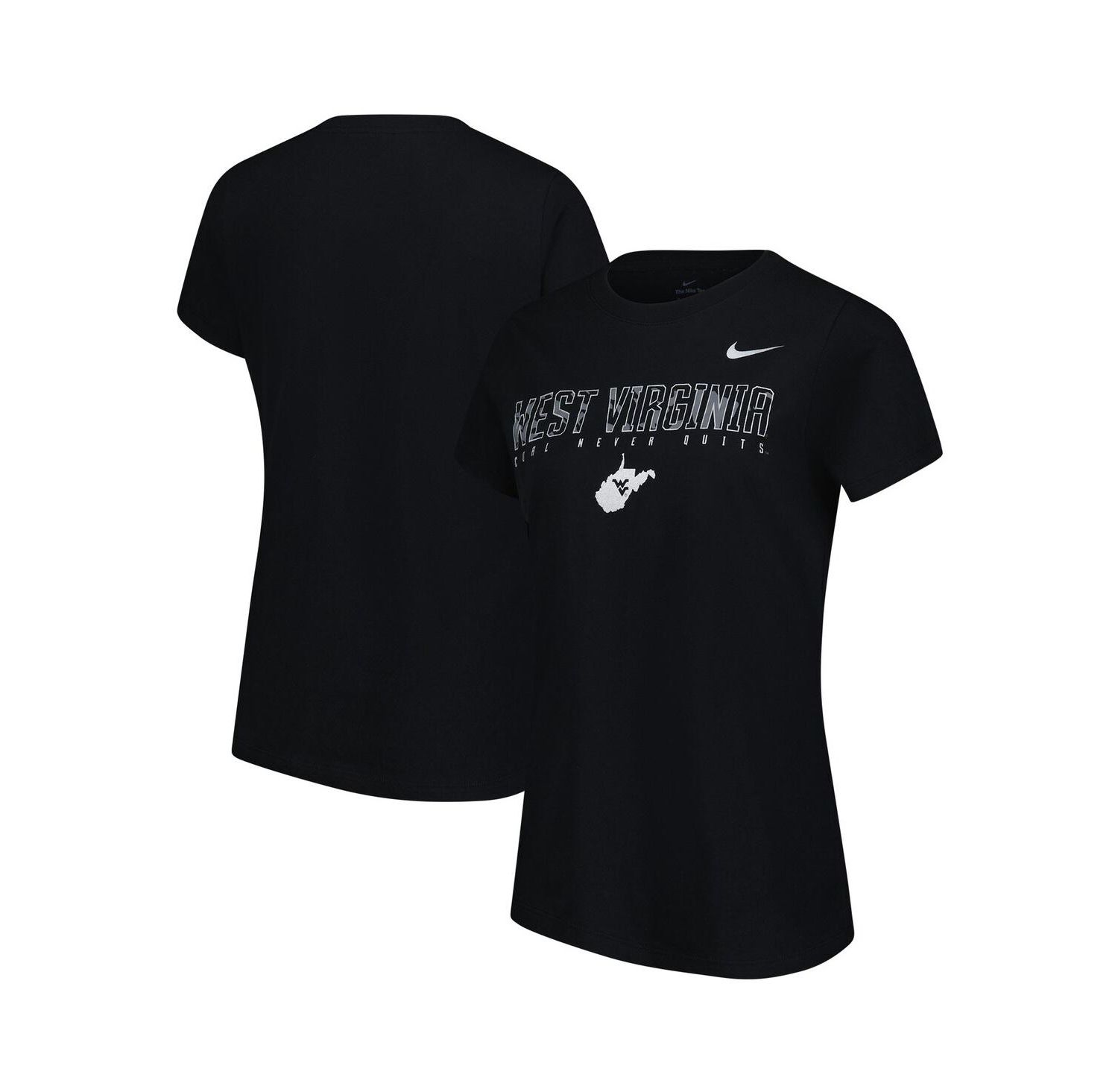 Women's Black West Virginia Mountaineers Coal Never Quits T-Shirt