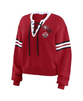 Women's Scarlet San Francisco 49ers Lace-Up Pullover Sweatshirt