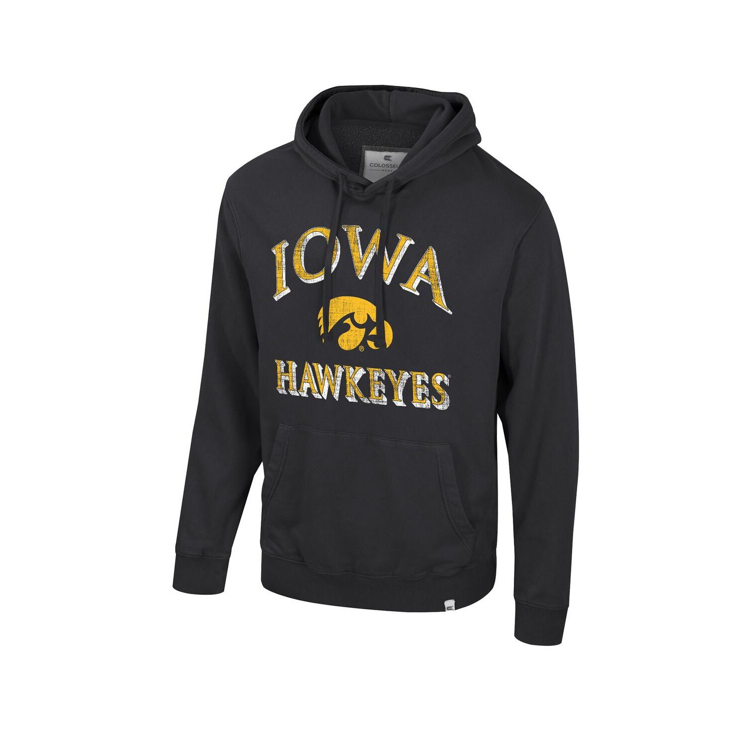Men's Black Iowa Hawkeyes Big & Tall Cap E-Tan Pullover Hoodie