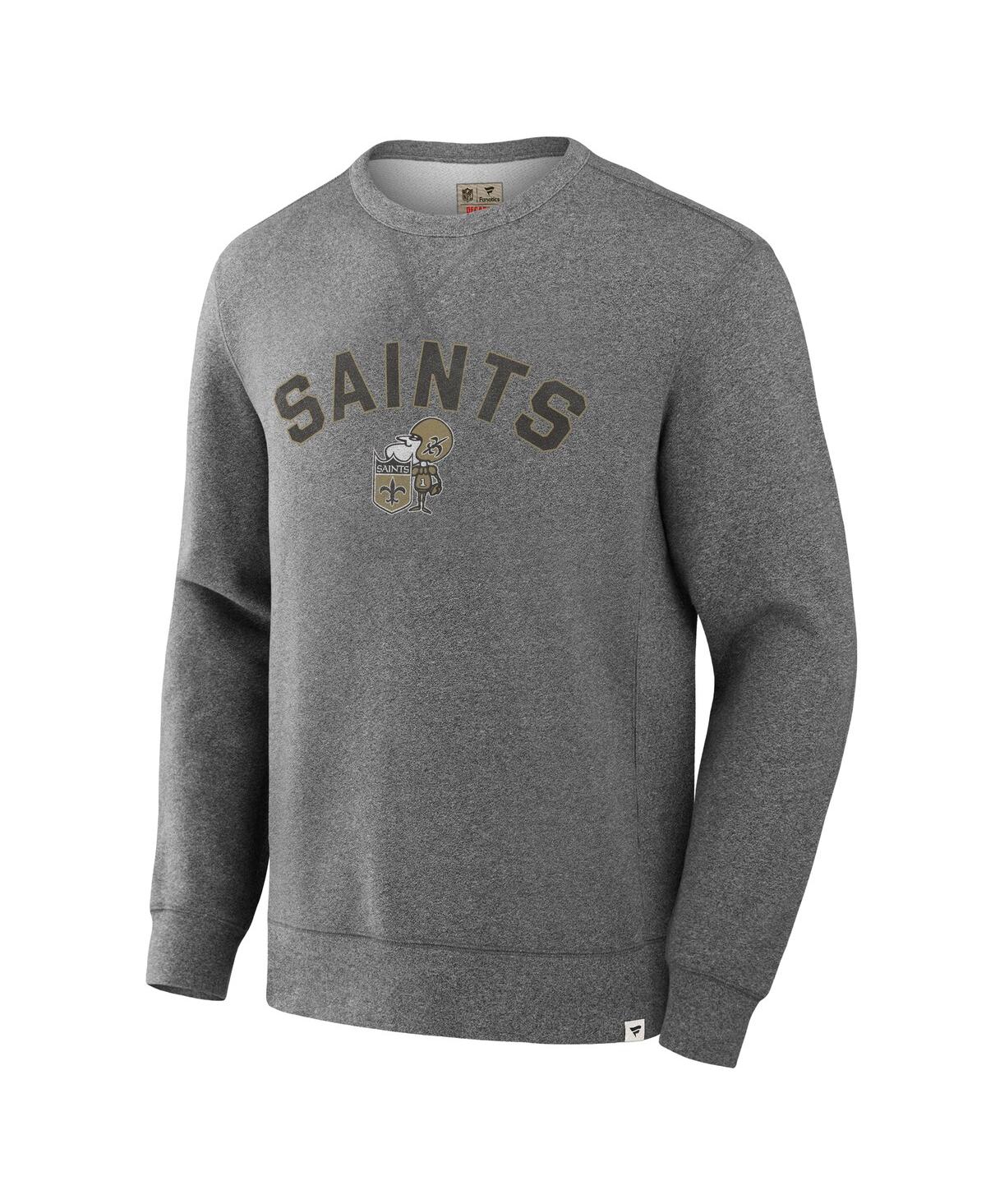 Fanatics Men's Heather Gray New Orleans Saints Loop Terry Pullover Sweatshirt In Heather Gray